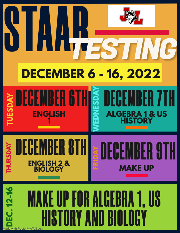 Dec STAAR Testing schedule