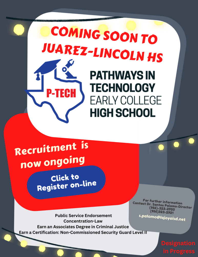 PTECH recruitment flyer 9563232890 S Palomo for more information