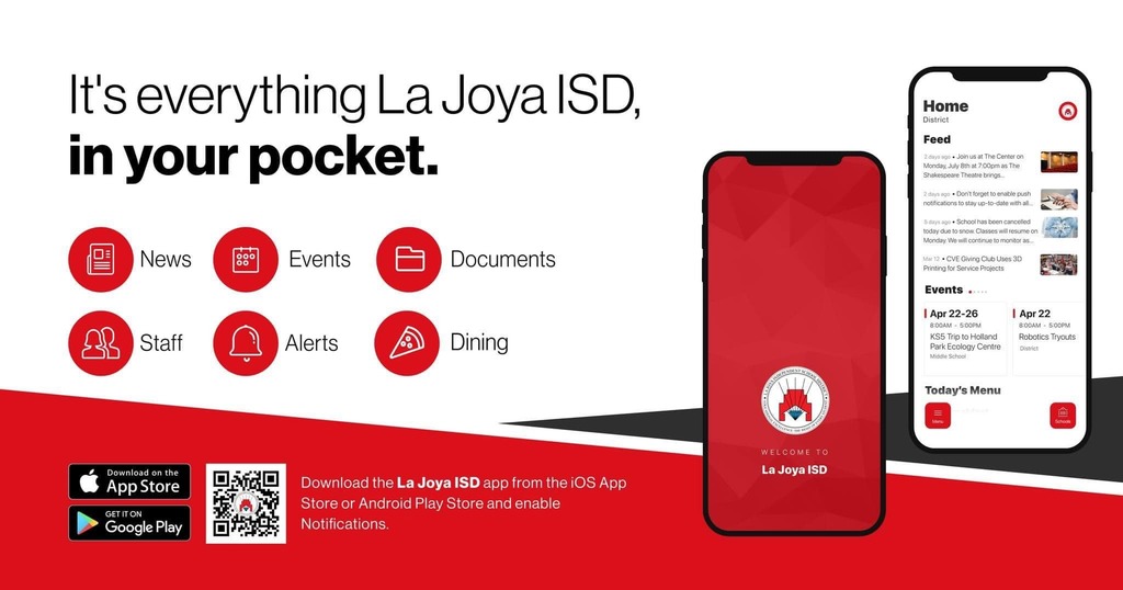 Download the new app for La Joya ISD!   Stay updated with the latest La Joya ISD news, events, and notifications. It's everything La Joya ISD, in your pocket. 