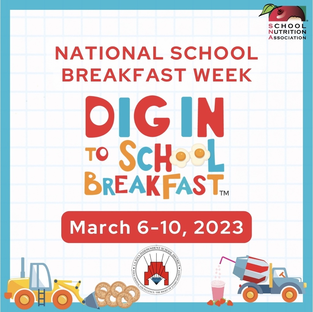 Join us in celebrating #NSBW23 March 6-10 to highlight the importance of #schoolbreakfast and the critical role school nutrition professionals play in helping children succeed in and out of the classroom. Studies show that students who eat #schoolbreakfast reach higher levels of achievement in math and reading, score higher on standardized tests and have better concentration and memory. Let's ensure our students have school breakfast. #BreakfastBuilders #DigIn2SchoolBreakfast #LJISDTraditionOfExcellence