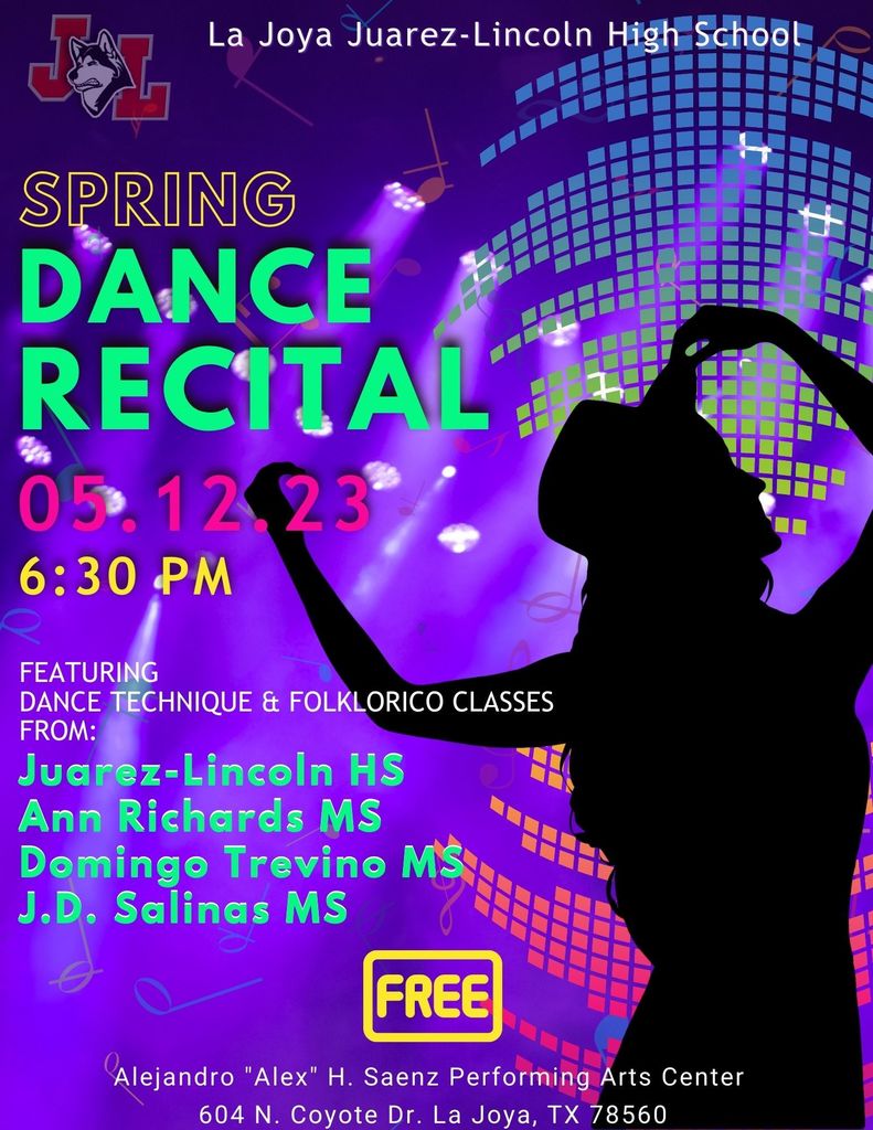 JLHS Dance recital, May 12, 6:30 pm, contact 9563232890 for more info