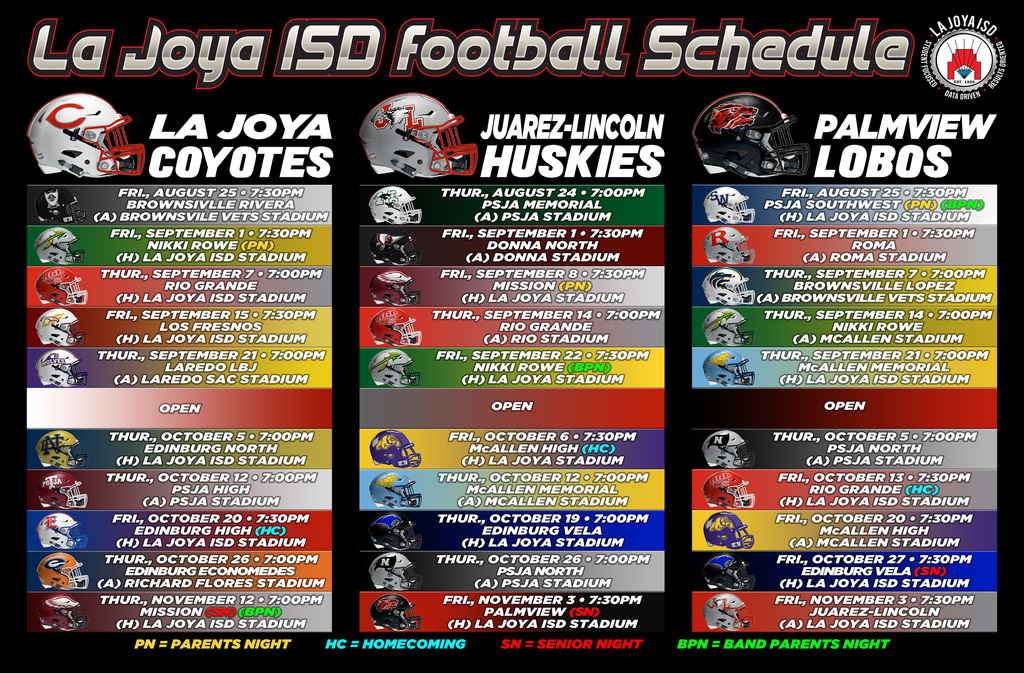 🏈📣 Get ready for football season! Check out the upcoming game schedules. Let's unite as a community to support our talented student-athletes and create unforgettable moments on the field. 🎉🏟️