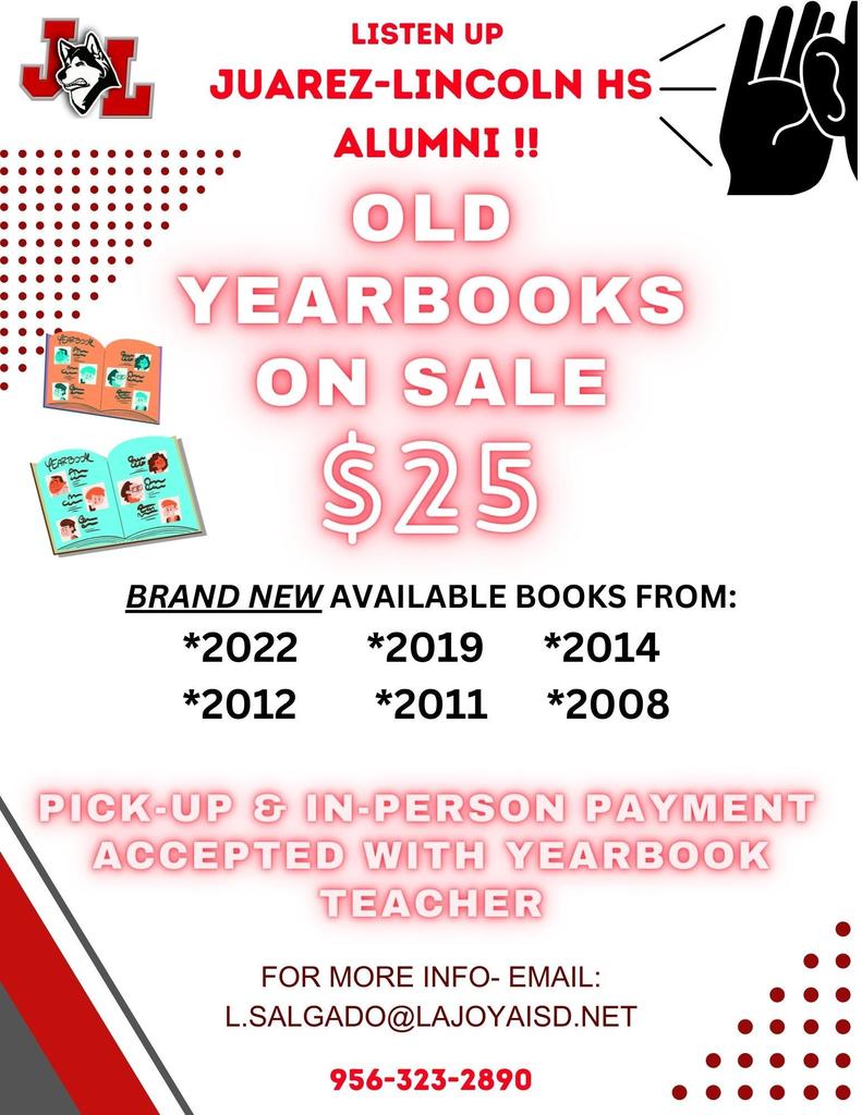 listen up JLHS alumni! Old yearbooks on sale $25