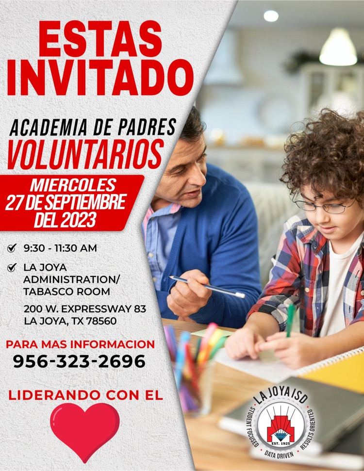 flyer with invitation details for volunteer academy